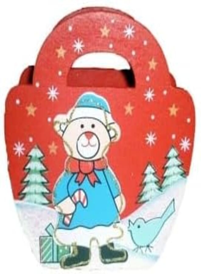 Generic Wooden Christmas Pencil Case, Santa and Snowman Design, Holiday Office Decoration, Red and Blue